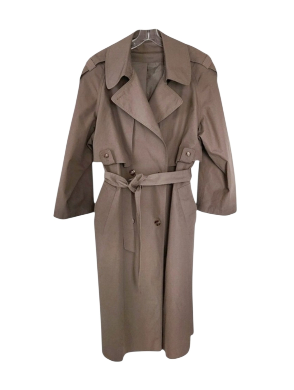 Vintage 1990s Light Brown Trench Coat – Women’s 16 Wool-Lined Classic Academia